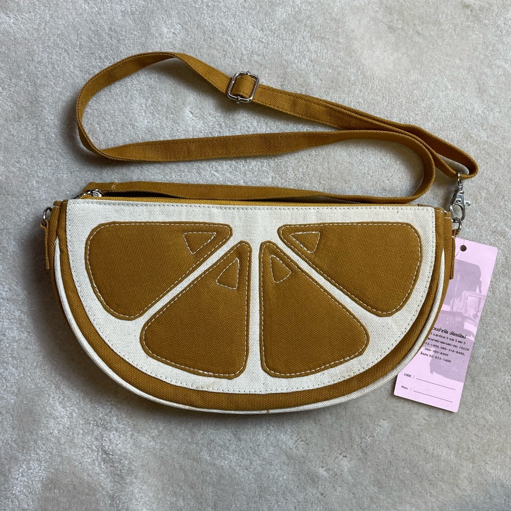 Women’s Crossbody Bag Lemon Canvas 11”x6x1 1/2”